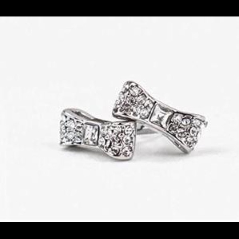 Kate Spade Silver Bow and Crystal Stud Earrings